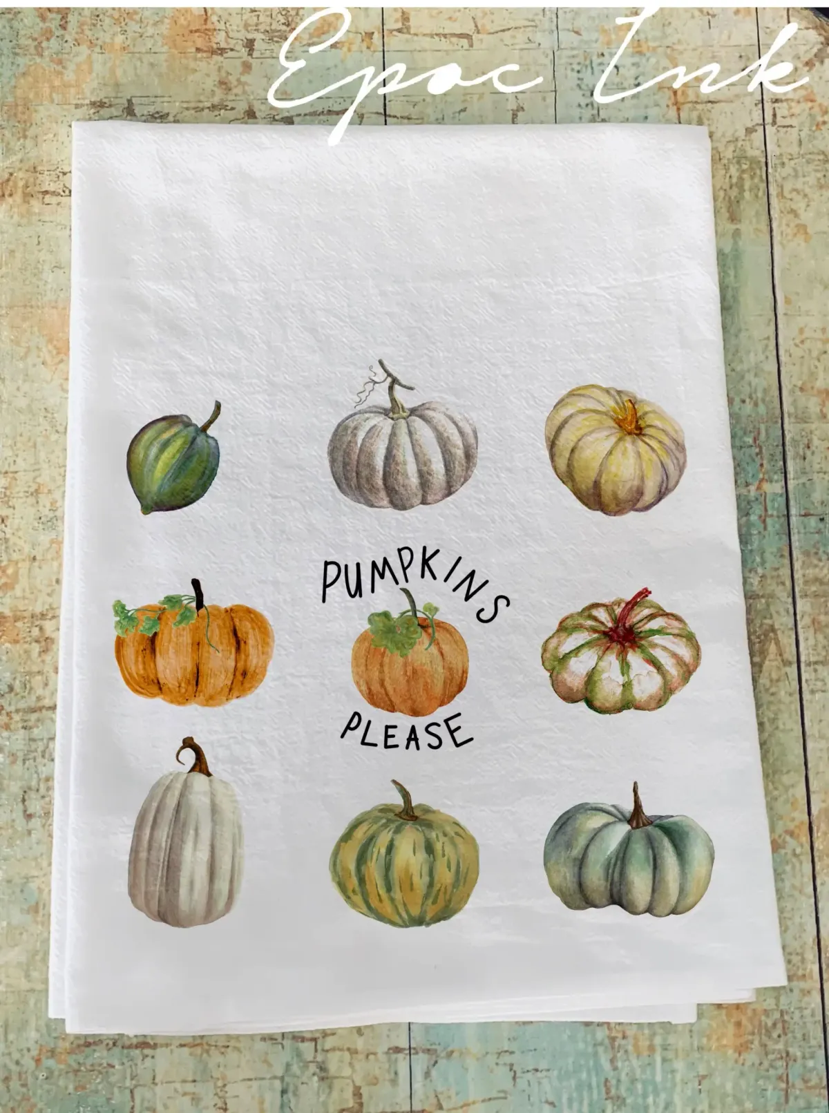 Fall pumpkin flour sack towel