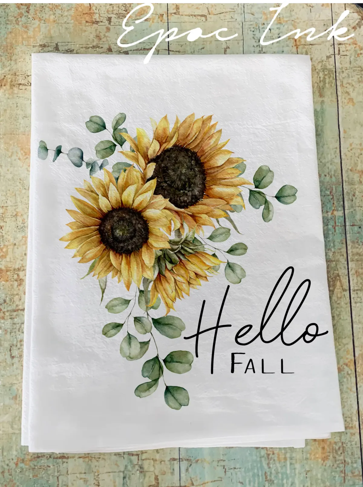 Fall sunflower flour sack towel