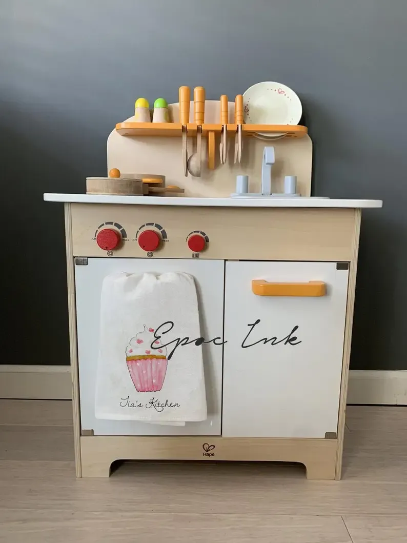 Personalized kid flour sack towel cupcake