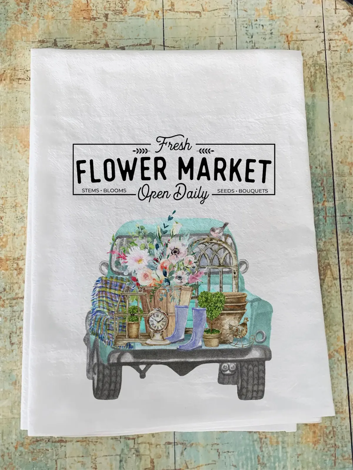 Spring towel Flower Market flour sack towel